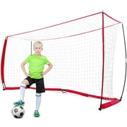 Qhomic Soccer Goal Net 12 x 6 ft Quickly Install Portable Soccer Goals for Kids/Adults with Carrying Bag for Backyard Games Practice Training, Red