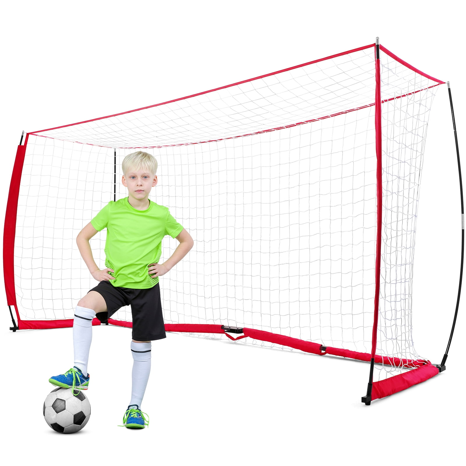 Qhomic Soccer Goal Net 12 x 6 ft Quickly Install Portable Soccer Goals