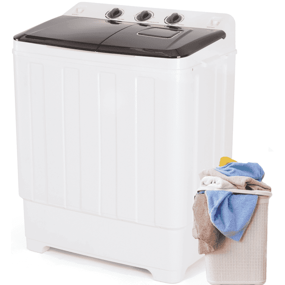 Adnoom Washing Machine, 19lbs Washer & 11lbs Spin Dryer Combo Washing Machine, Compact Washer Machine with Drain Pump&Time for Dorm and Home, Gray