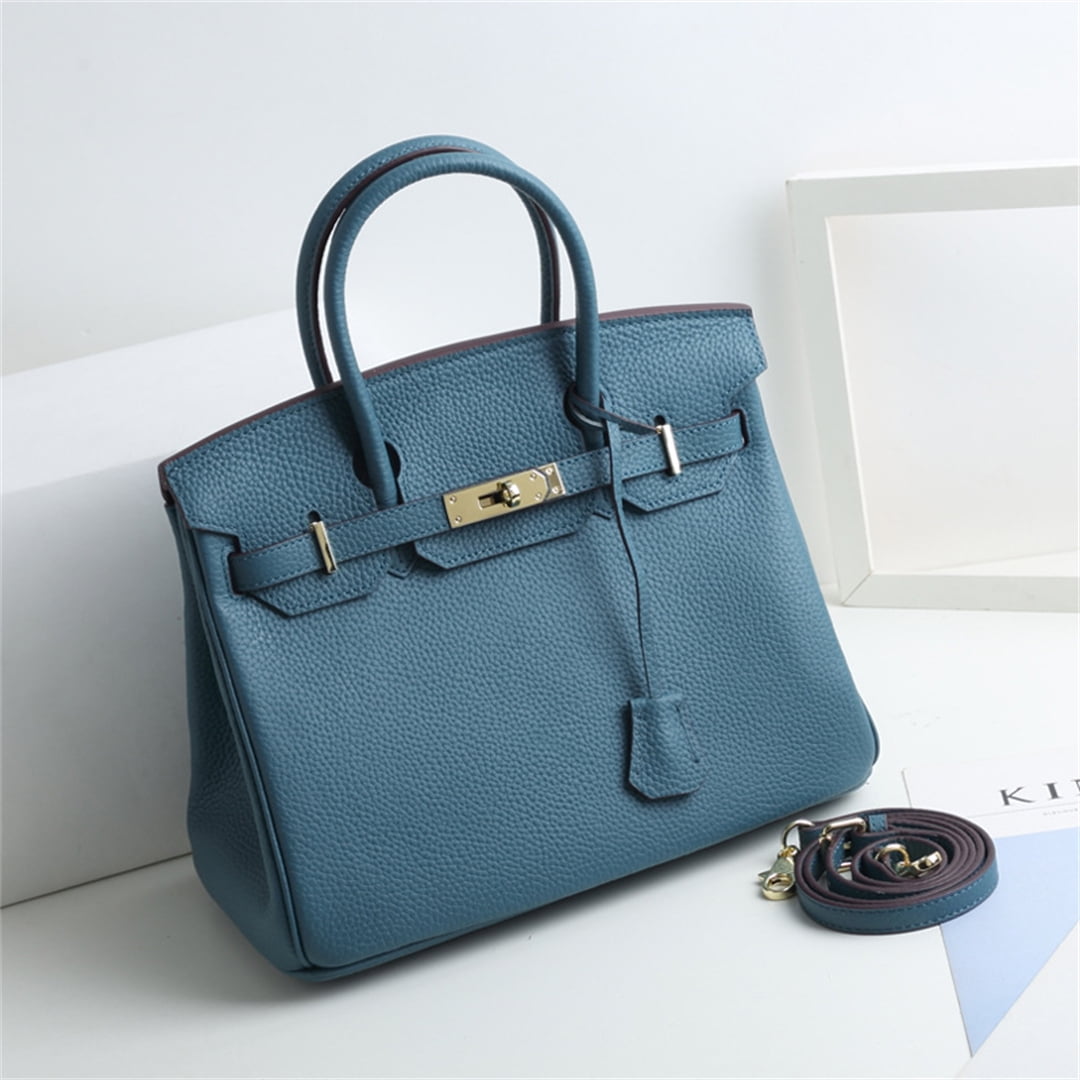 BESTSPR Genuine Leather Large Handbag for Women , Peacock Blue