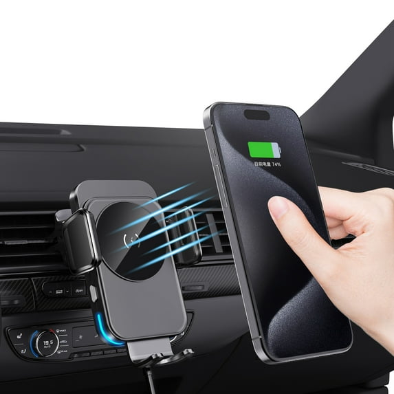 Qi Wireless Car Charger 15W Smart Sensor Auto Clamping Air Vent Dashboard Car Phone Charging Holder Mount for iPhone/Samsung/Google/ LG/Motorola etc
