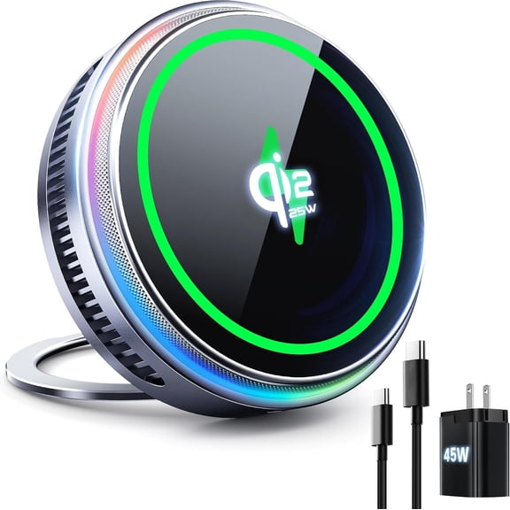 Qi2.2 25W for MagSafe Charger Ultra Cooling Pad Charger for 12-17 Series & Android (5ft C to C & 45W Adapter Included)