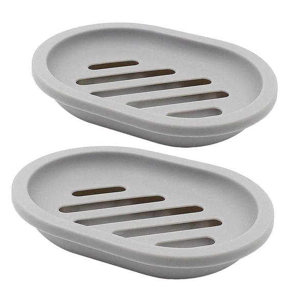 Somnr 2Pcs Soap Dish for Shower Soap Box, Soap Saver Case Holder with Drain for Bathroom Counter, Shower, Kitchen, Keep Soap Dry and Clean,Gray