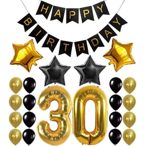 QiShi 30th Birthday Decorations Black and Gold Party Decorations