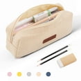 thumbnail image 1 of QiShi Big Capacity Pencil Case for School - Cosmetic & Stationery Bag for Kids, Teens, Boys & Girls (Beige), 1 of 8
