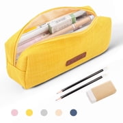 QiShi Big Capacity Pencil Case for School - Cosmetic & Stationery Bag for Kids, Teens, Boys & Girls (Yellow)
