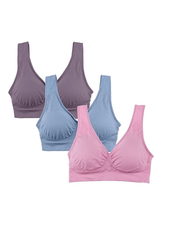 Bra Womens 3 Pack - Wireless Bra for Women, Solid Color Seamless Bra