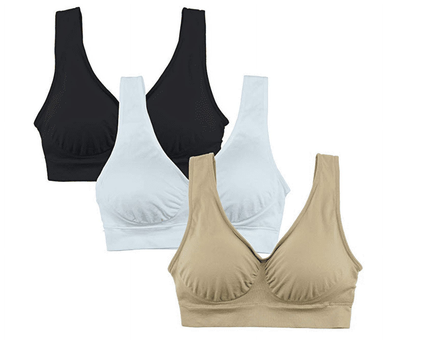 CLZOUD Wide Band Bras for Women White Women's Solid Color Seamless
