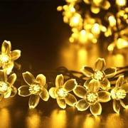 QEDERTEK QiShi Christmas Solar Lights Garden Solar String Lights,22.96ft 50 LED Solar Fairy Blossom Flower Decorative Lights (Warm White)