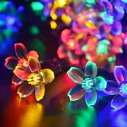 QiShi Christmas Solar Lights Landscape Solar String Lights,22.96ft 50 LED Waterproof Fairy String Lights Blossom Flower Decorative Light (Multi Color)