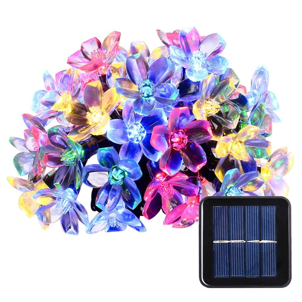 Somnr Christmas Solar Lights Led String Lights,22.96ft 50 LED Waterproof Fairy String Lights Blossom Flower for Indoor/Outdoor,Patio,Lawn,Garden,Christmas,and Holiday Festivals Light (Multi Color)