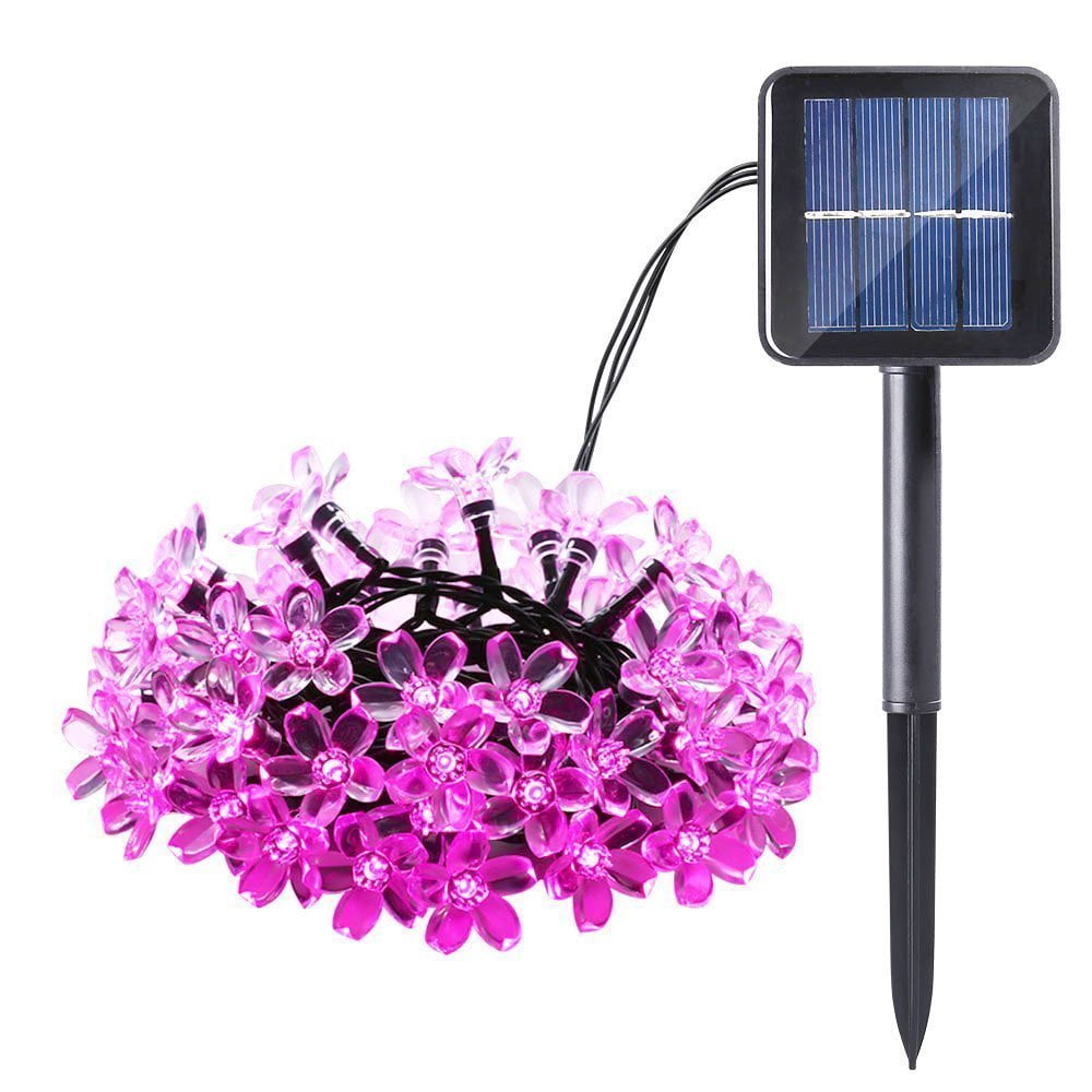 QiShi Outdoor Cherry Blossom Solar LED String Lights, 22.96ft 50LED for ...