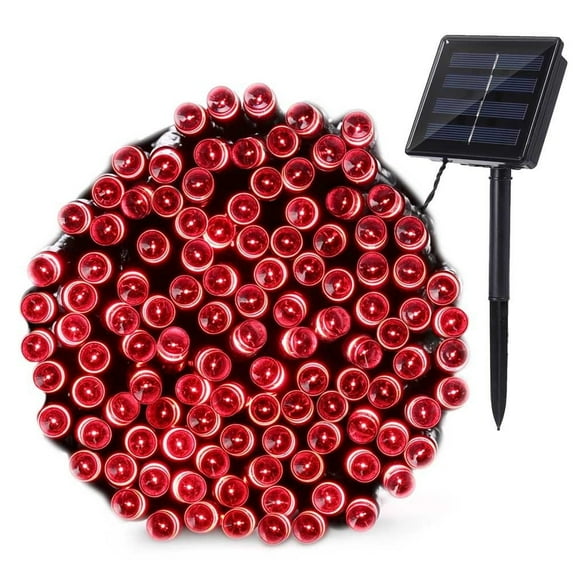 Somnr Christmas Solar String Lights 72ft 200 LED 8 Modes Solar Fairy Outdoor String Lights for Garden Patio Party Wedding and ect. (Red).
