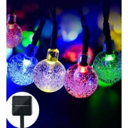 QiShi Christmas Solar lights Garden String Lights Globe Outdoor Lights 19.7ft 30 LED Fairy Bubble Crystal Ball Lights,Multicolor