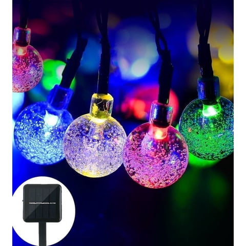 Somnr Christmas Solar lights Garden String Lights Globe Outdoor Lights 19.7ft 30 LED Fairy Bubble Crystal Ball Lights,Multicolor