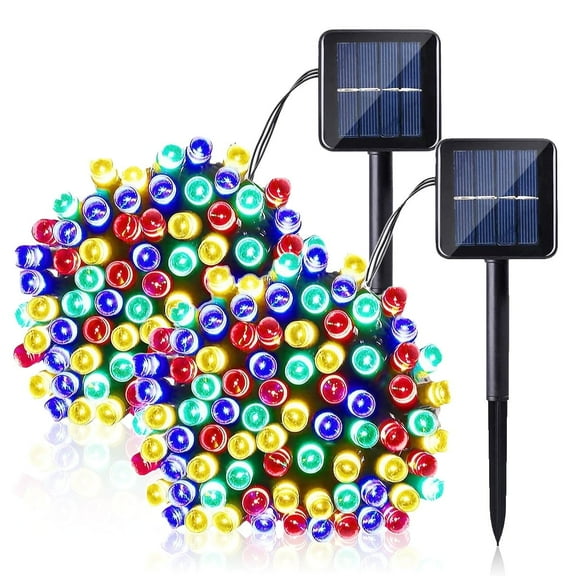 QiShi Christmas solar lights 39ft 100 LED Waterproof Outdoor Decoration Lighting for Patio,Lawn,Garden,Holiday,Christmas,Halloween Decorations (Multi-color)-2Pack