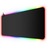 GLUAAE Extended RGB Gaming Mouse Pad Large Glowing Led Soft Mouse Pads Oversized Mousepad, Non-Slip Rubber Base Computer Keyboard Pad Mat 35.4x15.7inches Large Gaming Pad, Waterproof