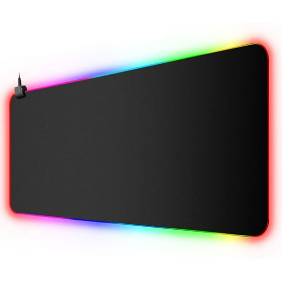GLUAAE Extended RGB Gaming Mouse Pad Large Glowing Led Soft Mouse Pads Oversized Mousepad, Non-Slip Rubber Base Computer Keyboard Pad Mat 35.4x15.7inches Large Gaming Pad, Waterproof