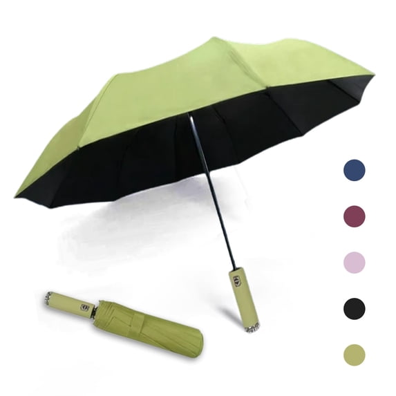 Somnr Folding and Portable Sun & Rain Umbrella (Green), Automatic LED Lighting Umbrella with 10-Bone, Travel Umbrella with 180 Degree Rotating Handle with Flashlight
