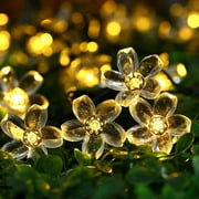 QiShi Garden Solar String Lights, 22.96ft 50 LED Solar Fairy Blossom Flower for Indoor, Outdoor, Patio, Lawn, Garden, Christmas, and Holiday Festivals Decorative Lights (Warm White)