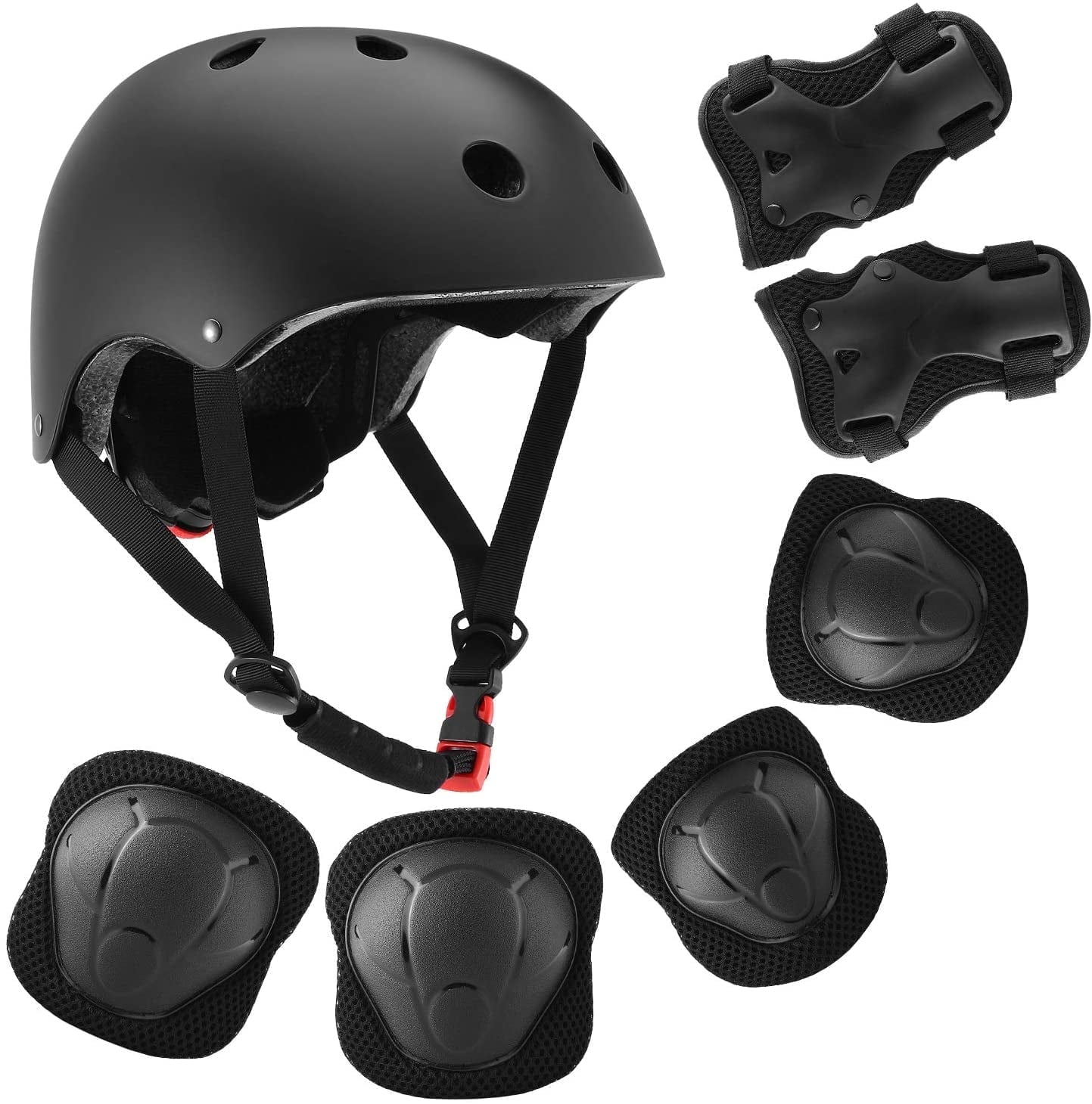 Somnr Kids Bike Helmet, Toddler Helmet for Ages 3-8 Boys Girls with Sports Protective Gear Set Knee Elbow Wrist Pads for Skateboard Cycling Scooter Rollerblading-Black