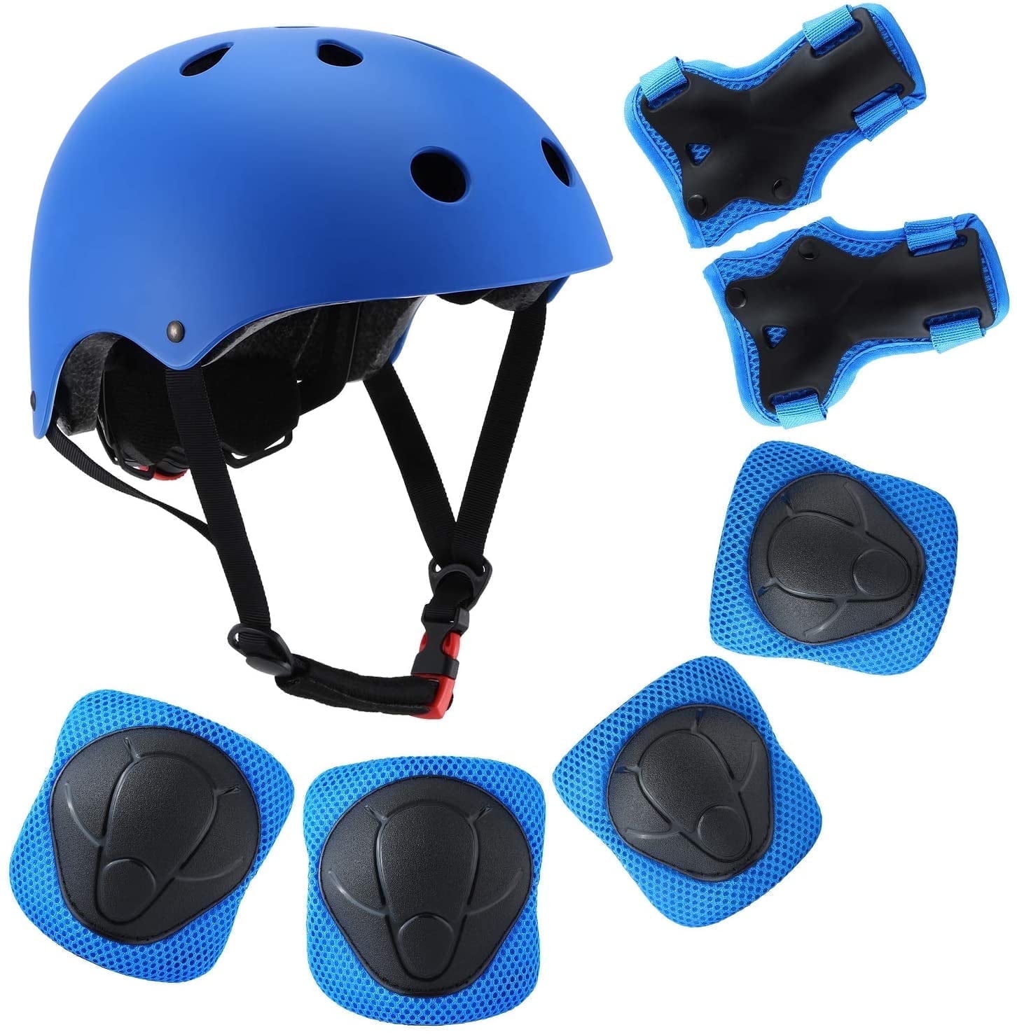 Somnr Kids Bike Helmet, Toddler Helmet for Ages 3-8 Boys Girls with Sports Protective Gear Set Knee Elbow Wrist Pads for Skateboard Cycling Scooter Rollerblading-Blue
