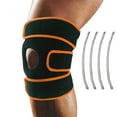 thumbnail image 1 of QiShi Knee Brace Support - Relieves ACL, LCL, MCL, Meniscus Tear, Arthritis, Tendonitis Pain. Open Patella Dual Stabilizers Non Slip Comfort Neoprene. Adjustable Bi-Directional Straps (Orange), 1 of 7