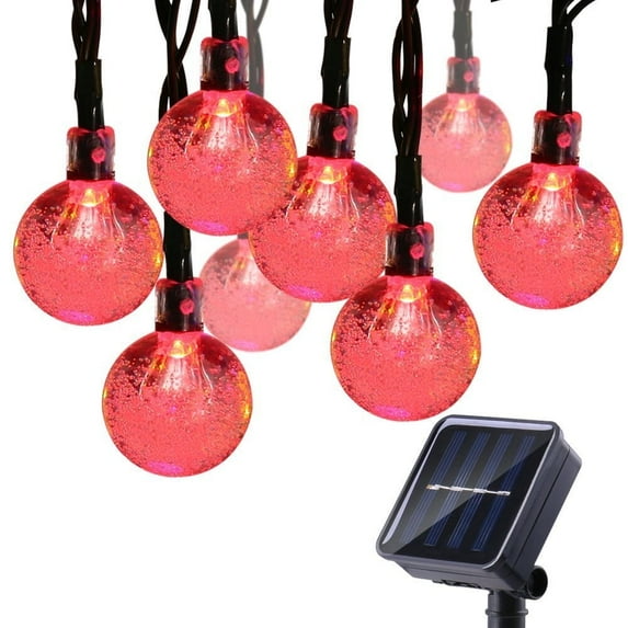 Somnr LED Christmas Lights Solar String Lights,19.7ft 30LED Waterproof Outdoor Globe Fairy Lighting for Indoor Outdoor,Home,Patio,Lawn,Garden,Wedding,Party Decorations (Red)
