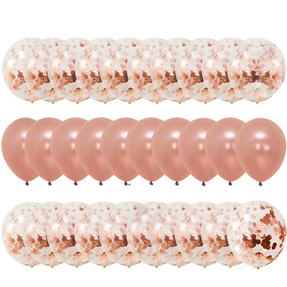 QiShi Rose Gold, Confetti and Blush Pink Balloons  Pack of 30, 2 Style, 12 Inch