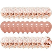 QiShi Rose Gold, Confetti and Blush Pink Balloons   Pack of 30, 2 Style, 12 Inch