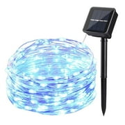 QiShi Solar Lights Starry Solar String Lights, 33 ft 100 LED Waterproof Fairy Copper Wire Lights for Christmas, Patio, Lawn, Garden, Wedding, Party and Valentines's Decorations (Blue)