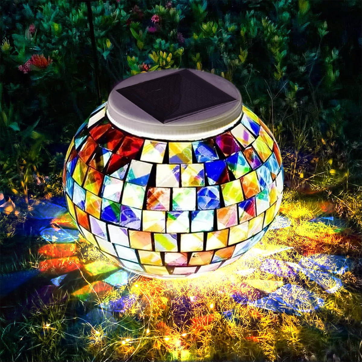 QiShi Solar Powered Mosaic Glass Ball Garden Lights QiShi Solar Powered Mosaic Glass Ball Garden Lights