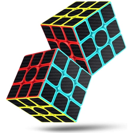 QiShi Speed Cube Speed Cube 3x3x3, Smooth Magic Carbon Fiber Sticker Speed Cube Cubes, Enhanced Version-2PACK