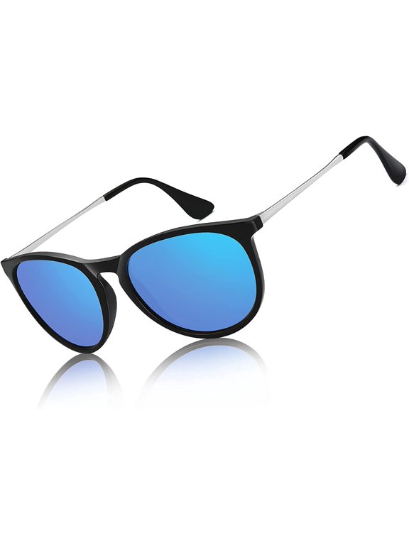 Vintage Round Sunglasses for Women Men Classic Retro Designer Style-Blue