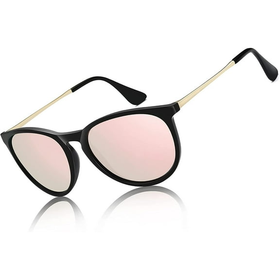 QiShi Vintage Round Sunglasses for Women Men Classic Retro Designer Style-Pink