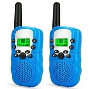 QiShi Walkie Talkies for Kids, Toys for 3-12 Year Old Boys Girls 22 Channels 2 Way Radio Toy with Backlit LCD Flashlight, Long Range Distance for Kids,Blue
