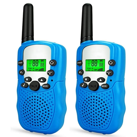 QiShi Walkie Talkies for Kids, Toys for 3-12 Year Old Boys Girls 22 Channels 2 Way Radio Toy with Backlit LCD Flashlight, Long Range Distance for Kids,Blue
