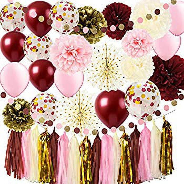 Qian's Party Burgundy Pink Birthday Party Decorations Burgundy