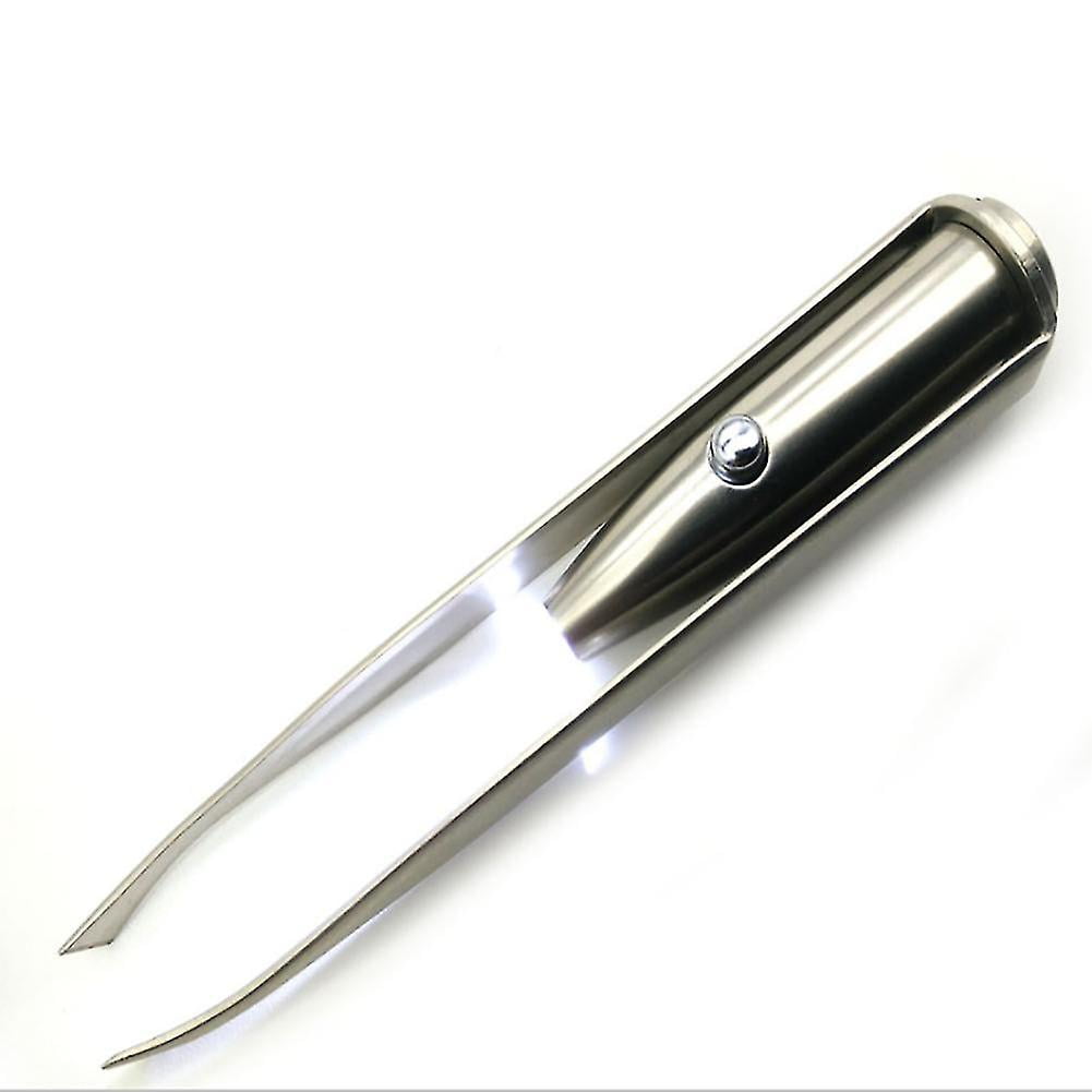 Qian1pc Stainless Steel Led Tweezer Eyelash Eyebrow Eyes Hair Remover Tools P1