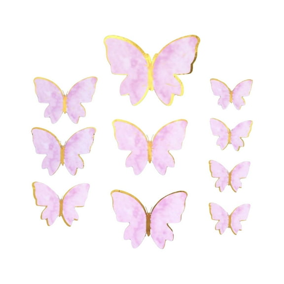 QianGlow 10Pcs Purple & Pink Butterfly Cake Toppers, 3D Paper Butterfly Cupcake Decorations for Birthday Party, Wedding, Baby Shower Dessert Table Decor,B