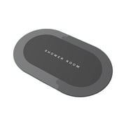 QianYing Diatomaceous earth bath mat Rubber Non Slip Shower mat Quick Dry Super Absorbent Bathtub mat Bath Stone Mat - Thin Bath Mats for Bathroom Floor, Tub and Fit Under Door, Oval