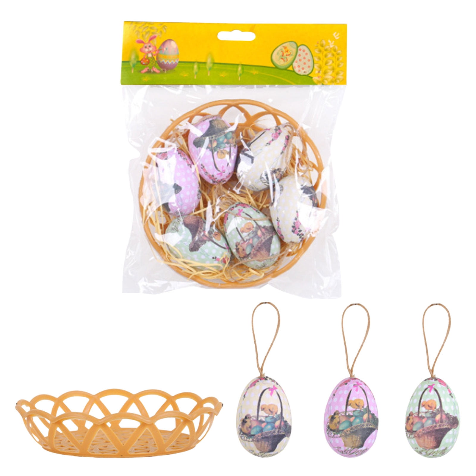 QianYing Easter Eggs Hangings Woven Baskets Easter Eggs Easter