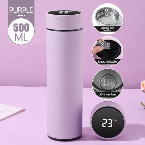 QianYing Insulated Water Bottle With LED Display Coffee Vacuum Bottle Keep Drinks Hot Or Cold For Travel School Office