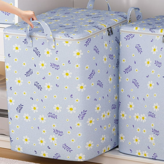 QianYing Large Capacity Clothes Storage Bag Organizer With Reinforced Handle For Comforters, Blankets, Bedding, Foldable With Sturdy Zipper.