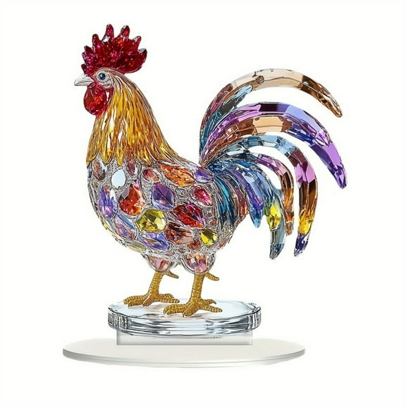 Qianduo Desk Decor Clearance Room Decor Colorful Rooster Desktop Ornament Catching 2D Flat Design great for Home or Display Purple