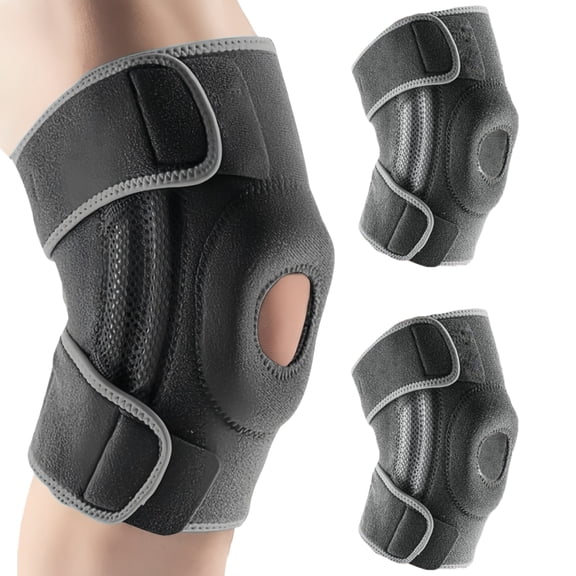 Qianfeng 2 Pack Knee Braces with Side Stabilizers & Patella Gel Pads, Large
