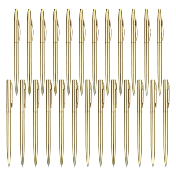 Qianfeng 25 Pack Bulk Gold Pens (2 Styles) Retractable Ballpoint Pens with Black Ink, 1.0mm Tip, Ideal for Wedding Favors and Office Business Use