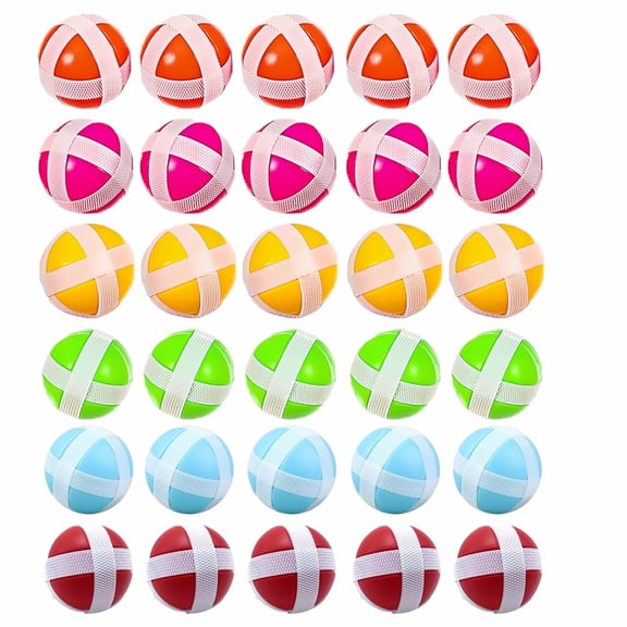 Qianfeng 30 Pcs Fabric Dartboard Sticky Balls, 6 Colors Velcro Ball Set, Dart Game Accessories