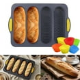thumbnail image 1 of Qianfeng 4-Cavity Silicone Non-Stick Bread Loaf Pan, French Baguette Baking Pan, Includes 6 Muffin Cups, 1 of 9