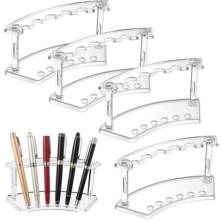 Qianfeng 4 Pcs Plastic Pen Display Stand, Pen Holders Each Holder Features 6 Holes